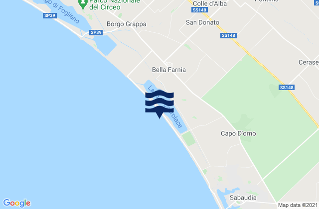 Mapa da tábua de marés em Pontinia, Italy