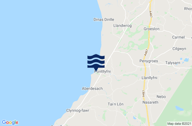 Mapa da tábua de marés em Pontllyfni, United Kingdom
