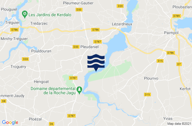 Mapa da tábua de marés em Pontrieux, France
