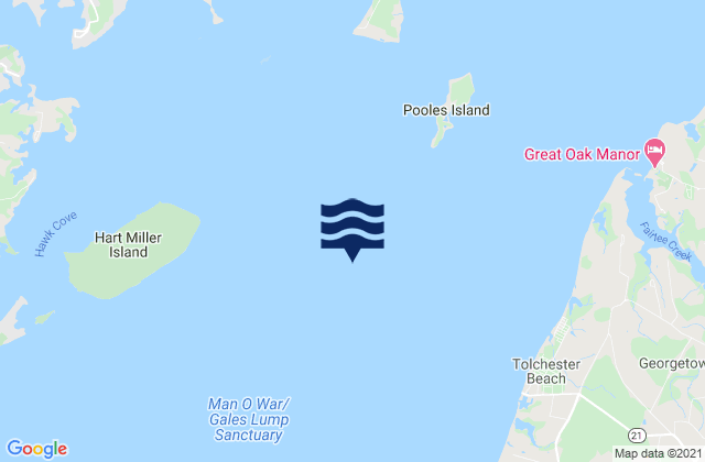 Mapa da tábua de marés em Pooles Island 2.0 n.mi. SSW of, United States