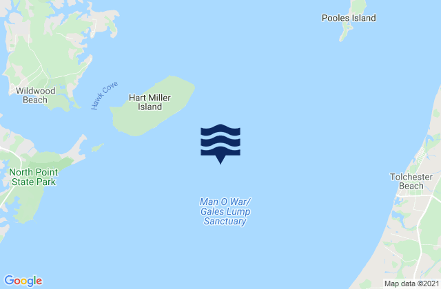 Mapa da tábua de marés em Pooles Island 4 miles southwest of, United States
