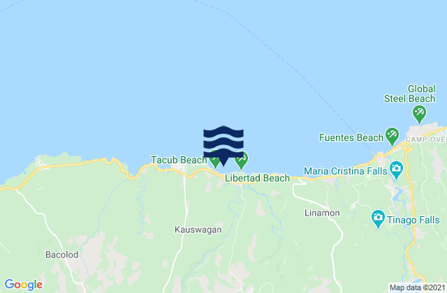 Mapa da tábua de marés em Poona-Piagapo, Philippines