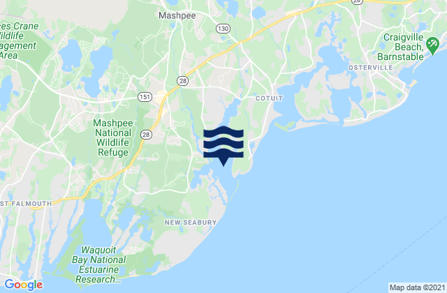 Mapa da tábua de marés em Popponesset Bay, United States