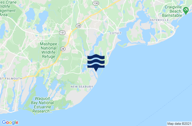 Mapa da tábua de marés em Popponesset Island, United States