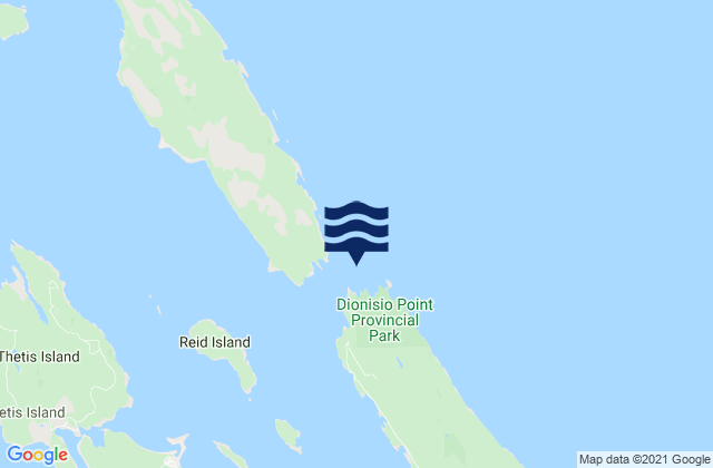 Mapa da tábua de marés em Porlier Pass, Canada