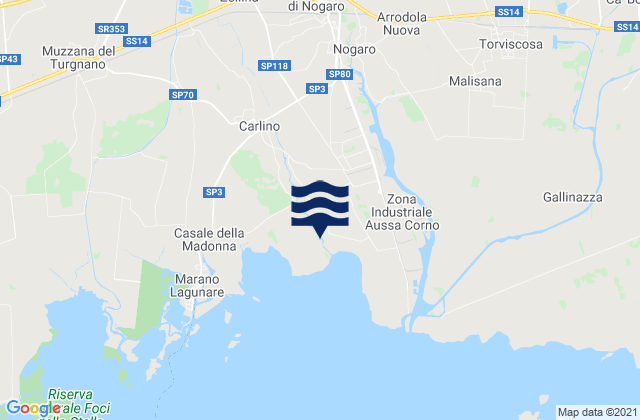 Mapa da tábua de marés em Porpetto, Italy