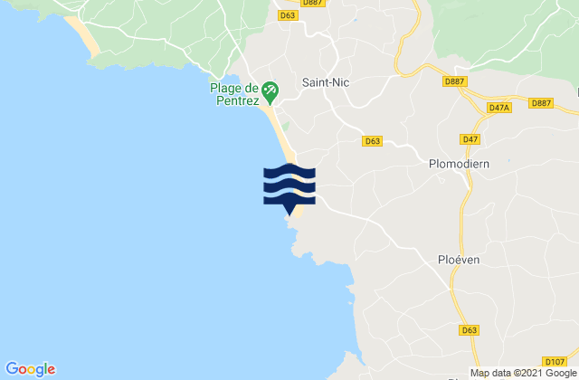 Mapa da tábua de marés em Pors Ar Vag, France
