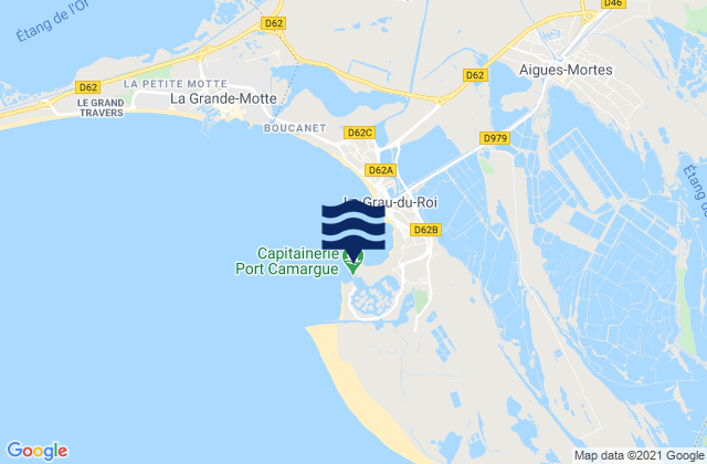 Mapa da tábua de marés em Port-Camargue, France