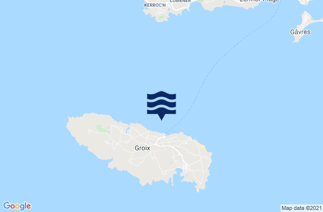 Mapa da tábua de marés em Port-Tudy, France