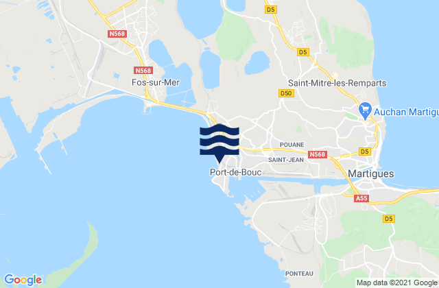 Mapa da tábua de marés em Port-de-Bouc, France