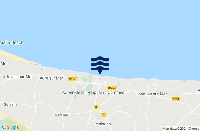 Mapa da tábua de marés em Port-en-Bessin-Huppain, France