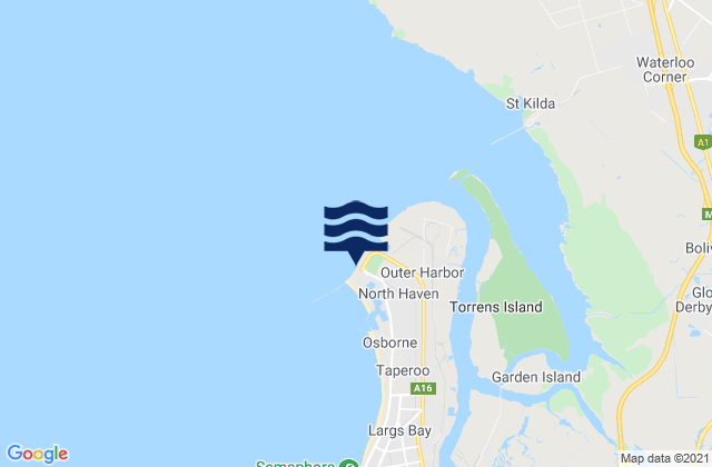 Mapa da tábua de marés em Port Adelaide (Outer Harbor), Australia