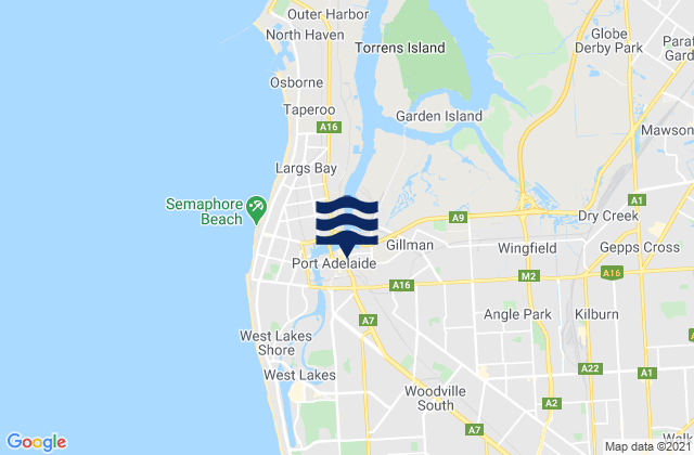 Mapa da tábua de marés em Port Adelaide Enfield, Australia