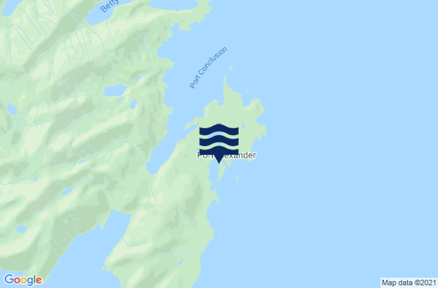 Mapa da tábua de marés em Port Alexander Baranof Island, United States