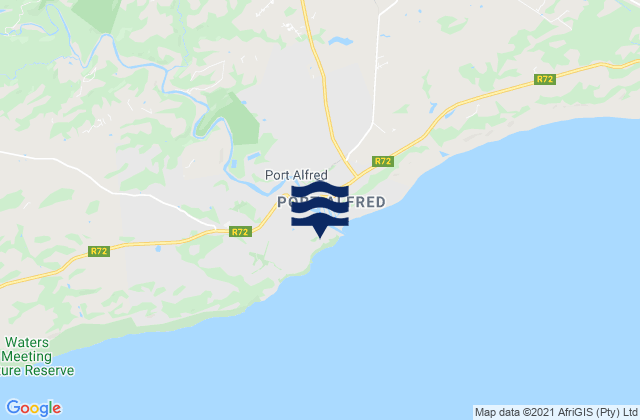 Mapa da tábua de marés em Port Alfred, South Africa