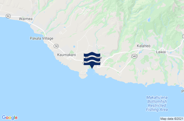 Mapa da tábua de marés em Port Allen (Hanapepe Bay), United States