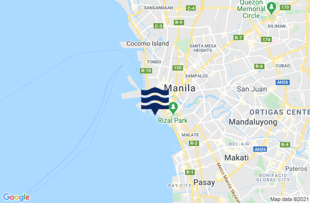 Mapa da tábua de marés em Port Area, Philippines
