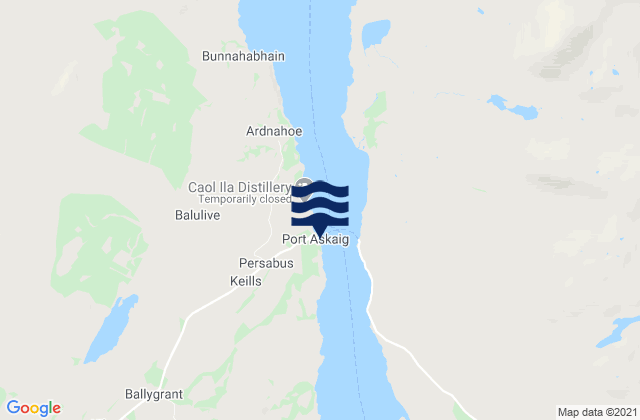 Mapa da tábua de marés em Port Askaig, United Kingdom