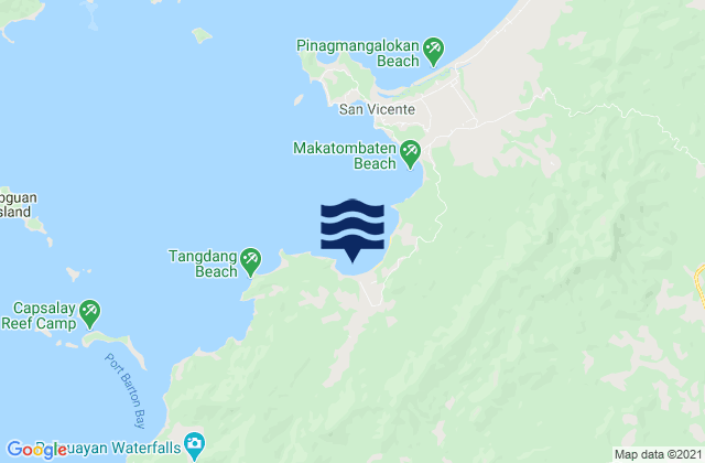 Mapa da tábua de marés em Port Barton, Philippines
