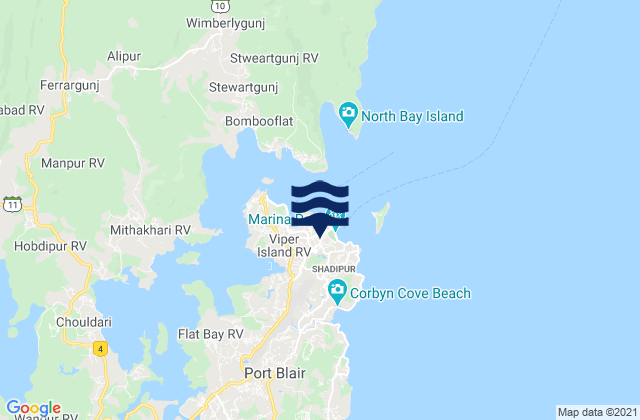 Mapa da tábua de marés em Port Blair, India