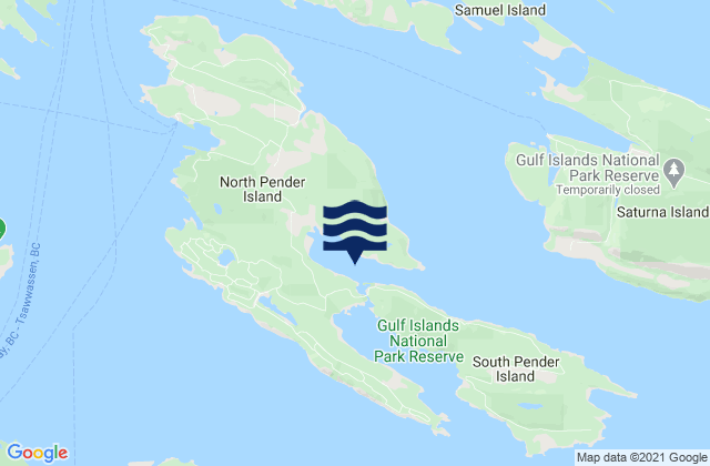 Mapa da tábua de marés em Port Browning, Canada