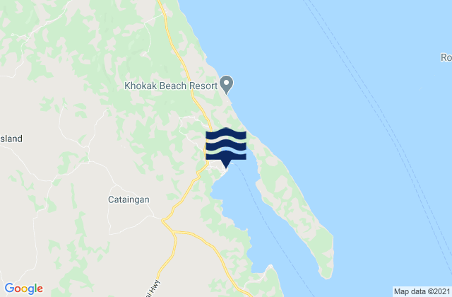 Mapa da tábua de marés em Port Cataingan, Philippines