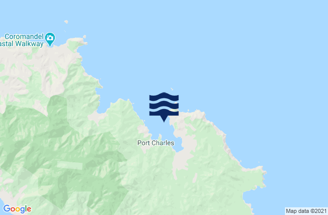 Mapa da tábua de marés em Port Charles, New Zealand