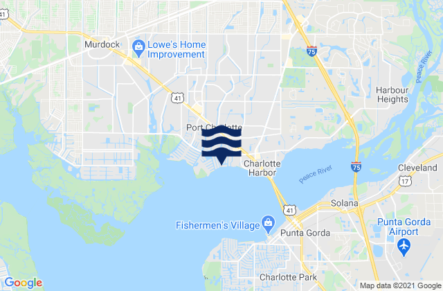 Mapa da tábua de marés em Port Charlotte, United States