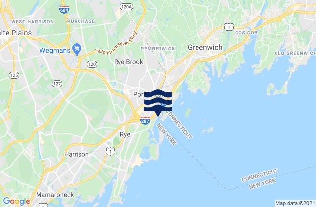 Mapa da tábua de marés em Port Chester, United States