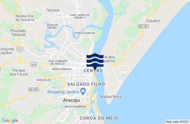 Mapa da tábua de marés em Port De Aracaju, Brazil