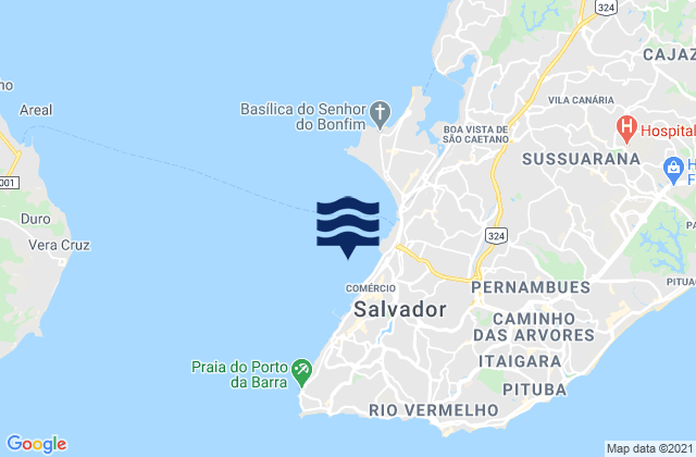 Mapa da tábua de marés em Port De Salvador, Brazil