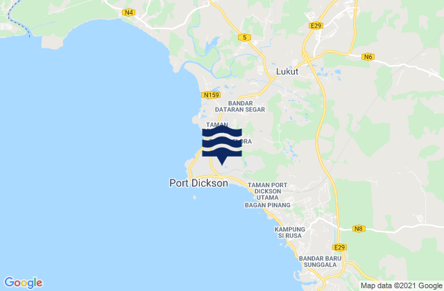 Mapa da tábua de marés em Port Dickson, Malaysia