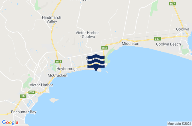 Mapa da tábua de marés em Port Elliot, Australia