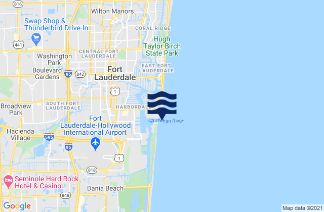 Mapa da tábua de marés em Port Everglades Entrance, United States