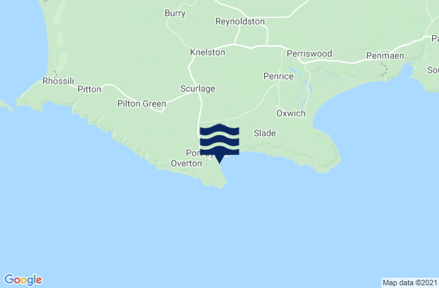 Mapa da tábua de marés em Port Eynon Beach, United Kingdom