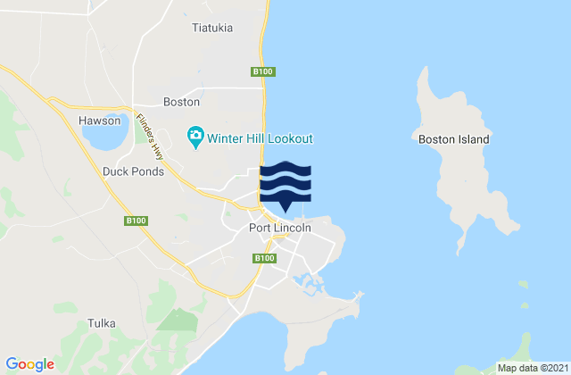 Mapa da tábua de marés em Port Eyre, Australia