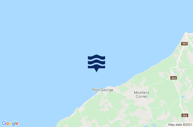 Mapa da tábua de marés em Port George, Canada