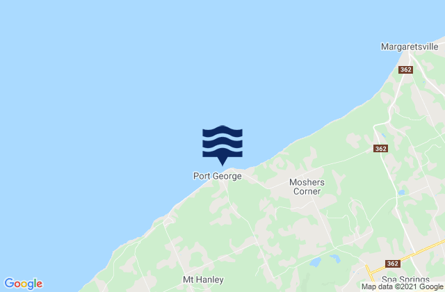 Mapa da tábua de marés em Port George Light, Canada