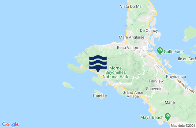 Mapa da tábua de marés em Port Glaud, Seychelles