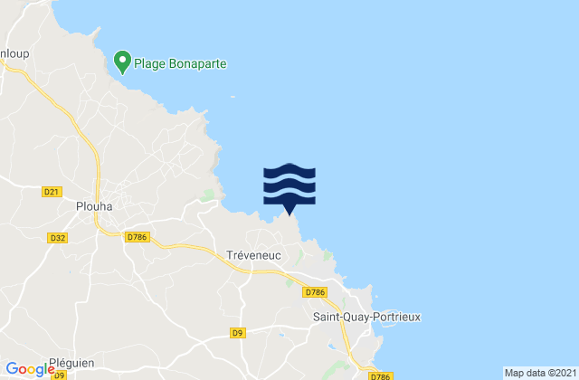Mapa da tábua de marés em Port Goret Treveneuc, France