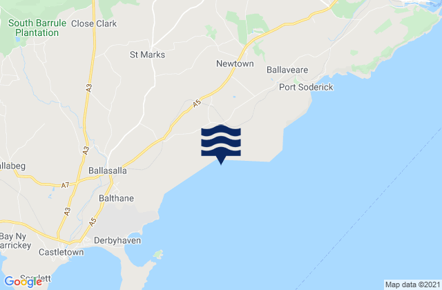 Mapa da tábua de marés em Port Grenaugh, Isle of Man