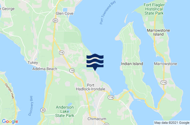 Mapa da tábua de marés em Port Hadlock-Irondale, United States