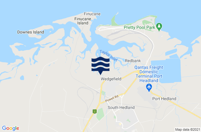 Mapa da tábua de marés em Port Hedland, Australia