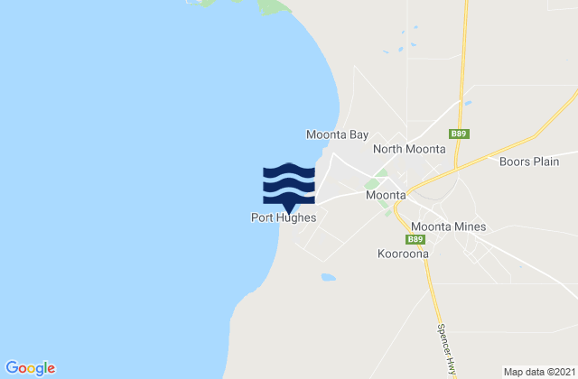 Mapa da tábua de marés em Port Hughes, Australia