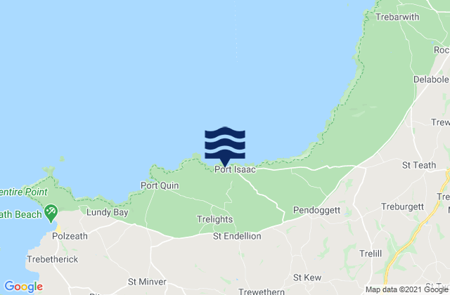 Mapa da tábua de marés em Port Isaac Beach, United Kingdom