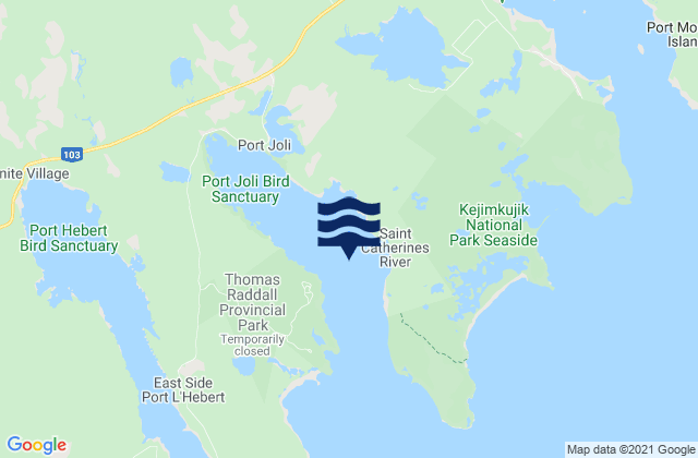 Mapa da tábua de marés em Port Joli, Canada