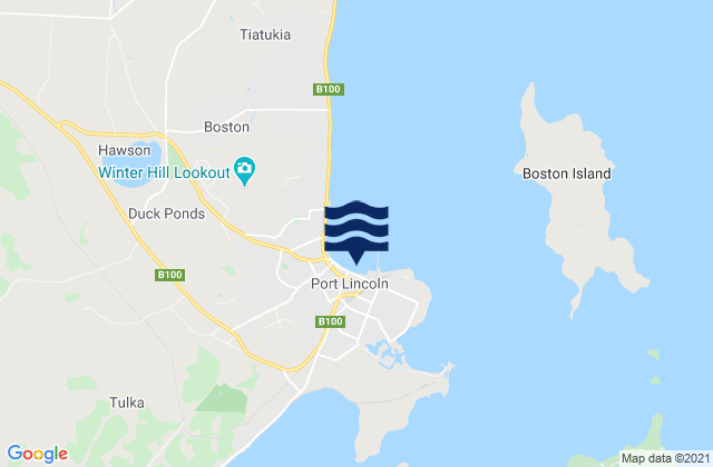Mapa da tábua de marés em Port Lincoln, Australia