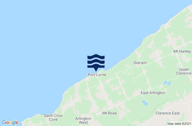 Mapa da tábua de marés em Port Lorne, Canada