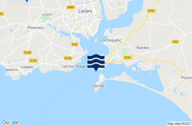 Mapa da tábua de marés em Port Louis, France