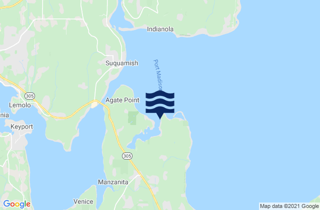 Mapa da tábua de marés em Port Madison (Bainbridge Island), United States